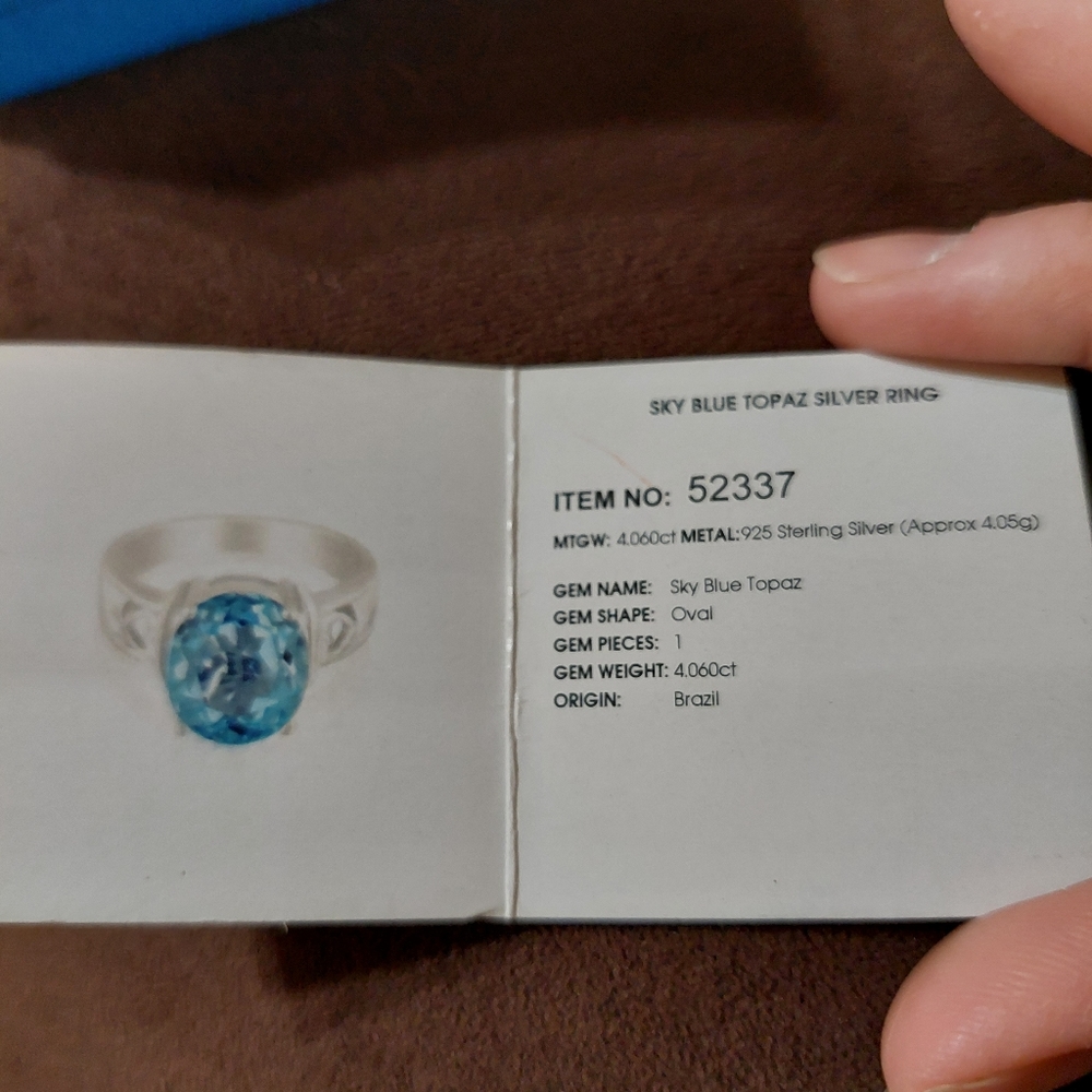 Certified Blue Topaz Sterling Silver Ring Size 7 💍 - Picture 8 of 14